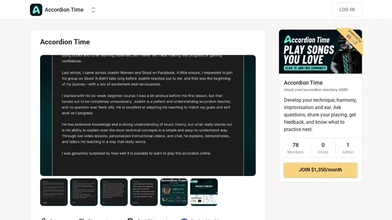 Screenshot of Accordion Time on Skool