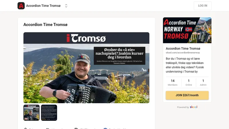 Skjermbilde av Accordion Time Tromsø på Skool